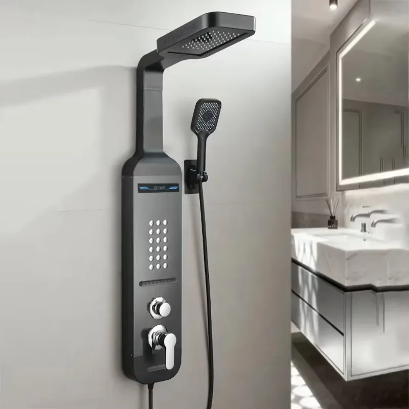 New Design Modern Stainless Steel Bathroom Shower System LED Smart Temperature Display SPA Back Massage Nozzle Rain Shower Panel
New Design Modern Stainless Steel Bathroom Shower System LED Smart Temperature Display SPA Back Massage Nozzle Rain Shower Panel