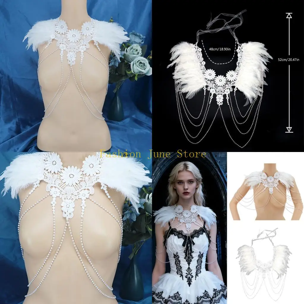 N5KA Elegant Vintage Pearls and Leather Bridal Shoulder Chain for Party Wedding Occasions Universal Wearable
N5KA Elegant Vintage Pearls and Leather Bridal Shoulder Chain for Party Wedding Occasions Universal Wearable