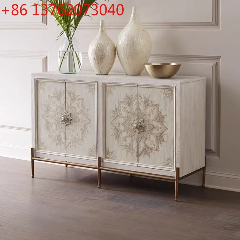 Retro white solid wood entry foyer shoe cabinet painted living room decorative cabinet
Retro white solid wood entry foyer shoe cabinet painted living room decorative cabinet