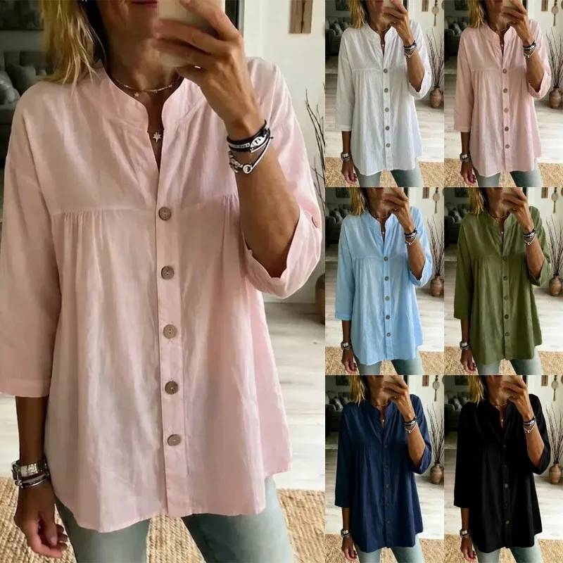 Women Blouse Light Linen Blouses Mandarin Collar Loose Fit Shirt Olive Green Three Quarter Sleeve Button Pleated Yoke Tunic
Women Blouse Light Linen Blouses Mandarin Collar Loose Fit Shirt Olive Green Three Quarter Sleeve Button Pleated Yoke Tunic