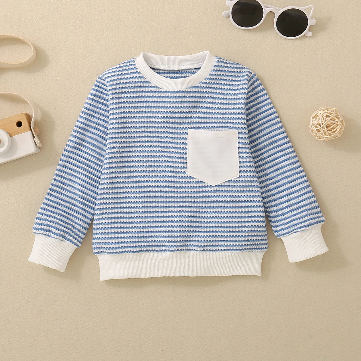 Fall Unisex Boys Girls Infants Light Blue Casual Warm Comfortable Knit Striped Pocket Long Sleeve T-Shirt
Fall Unisex Boys Girls Infants Light Blue Casual Warm Comfortable Knit Striped Pocket Long Sleeve T-Shirt