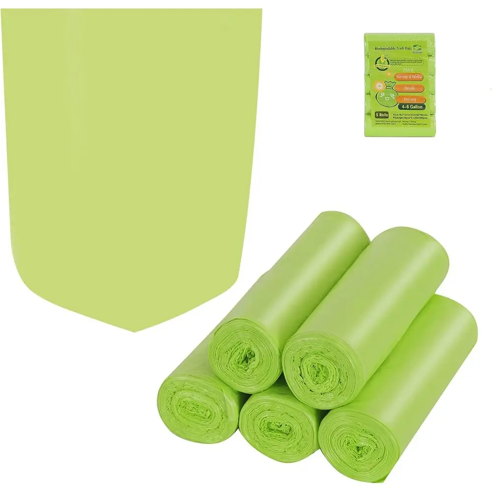 Biodegradable 4-6 Gallon Trash Bags, 100 Count, Green - Eco-Friendly for Kitchen, Bathroom, and Car Use
Biodegradable 4-6 Gallon Trash Bags, 100 Count, Green - Eco-Friendly for Kitchen, Bathroom, and Car Use