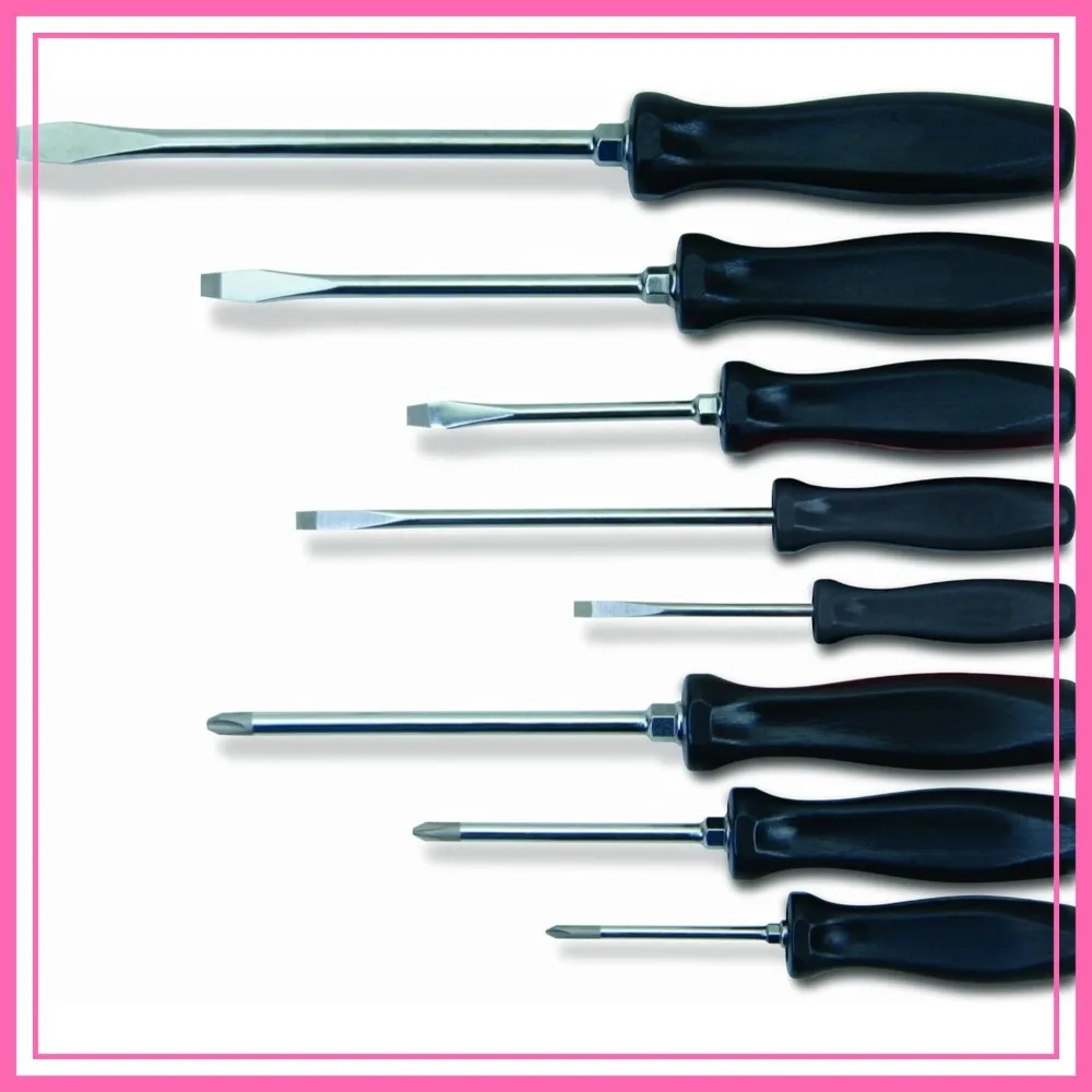 8-Piece Screwdriver Set, Slotted & Phillips, Cushion Grip, Chrome Vanadium Steel
8-Piece Screwdriver Set, Slotted & Phillips, Cushion Grip, Chrome Vanadium Steel