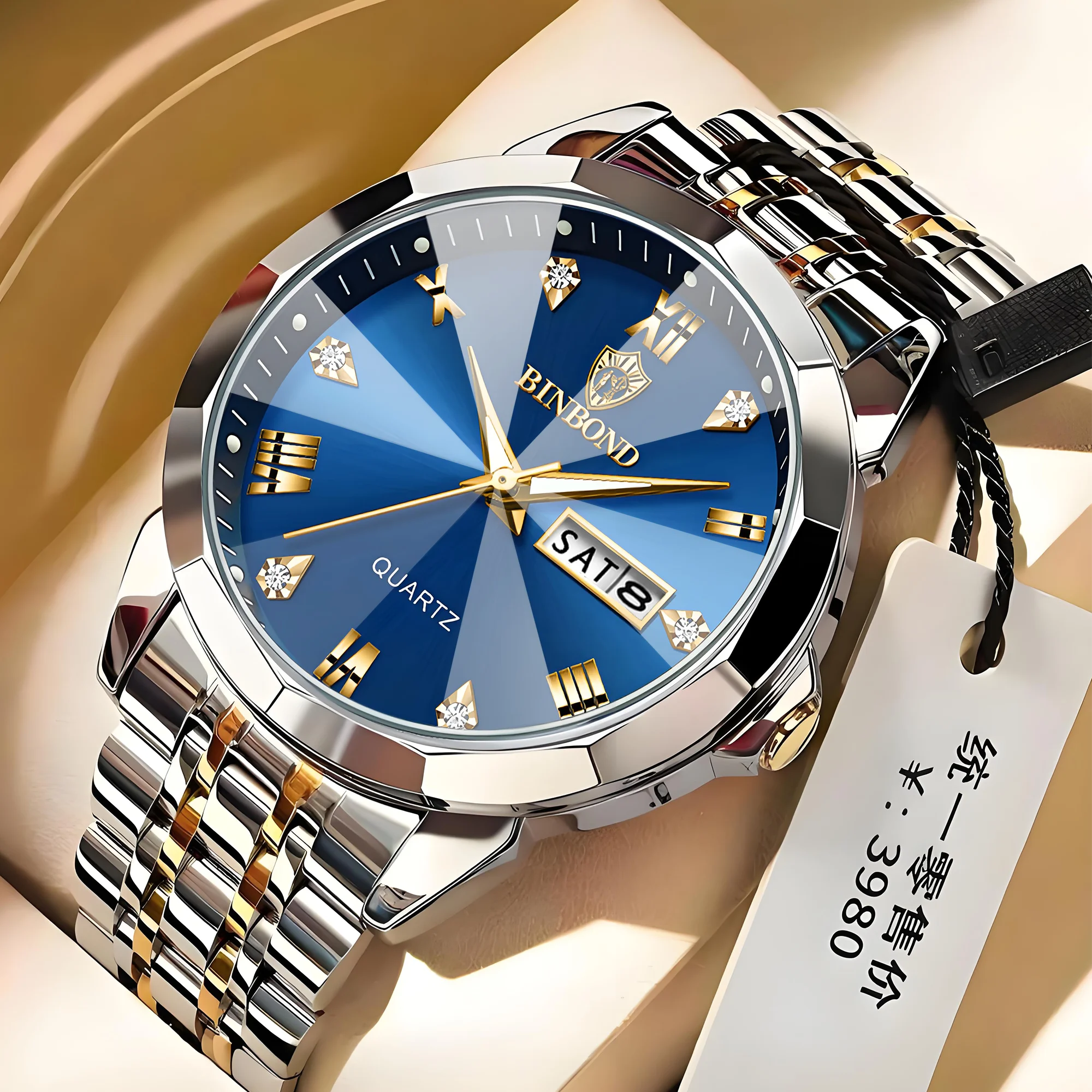BINBOND Classic Men's Watches Fashion Rhombus Mirror Wristwatch Waterproof Luminous Original Quartz Watch for Man Date Week 4241
BINBOND Classic Men's Watches Fashion Rhombus Mirror Wristwatch Waterproof Luminous Original Quartz Watch for Man Date Week 4241