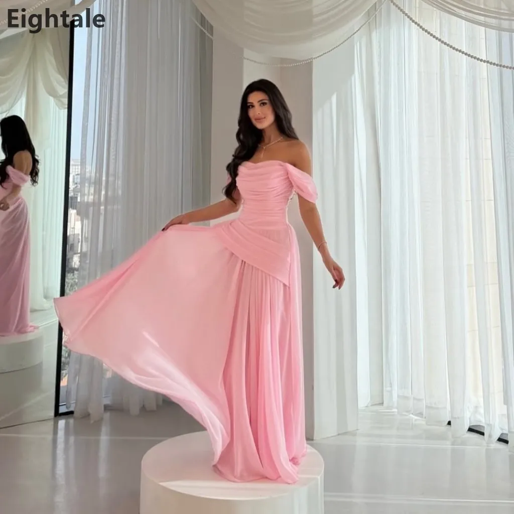 Eightale 2026 Pink Off Shoulder Evening Dress A-Line Chiffon Formal Prom Gown Ruched Waist Customized Wedding Party Dress
Eightale 2026 Pink Off Shoulder Evening Dress A-Line Chiffon Formal Prom Gown Ruched Waist Customized Wedding Party Dress