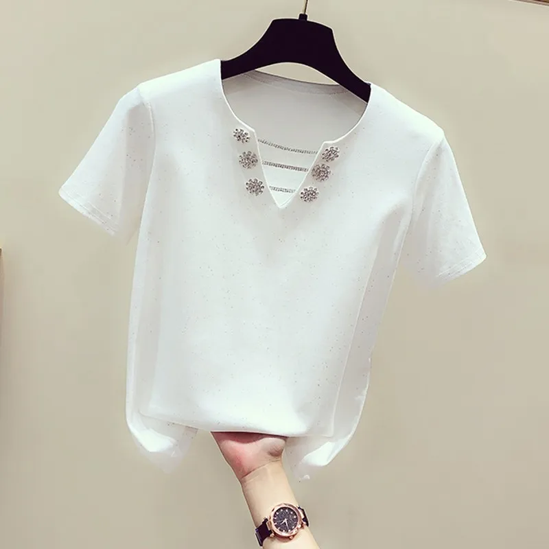 Women's Diamonds Beaded Slim Short-Sleeved Tops, Elegant Tees, Monochromatic, Office Lady, Top Quality, Summer, New, 2024
Women's Diamonds Beaded Slim Short-Sleeved Tops, Elegant Tees, Monochromatic, Office Lady, Top Quality, Summer, New, 2024