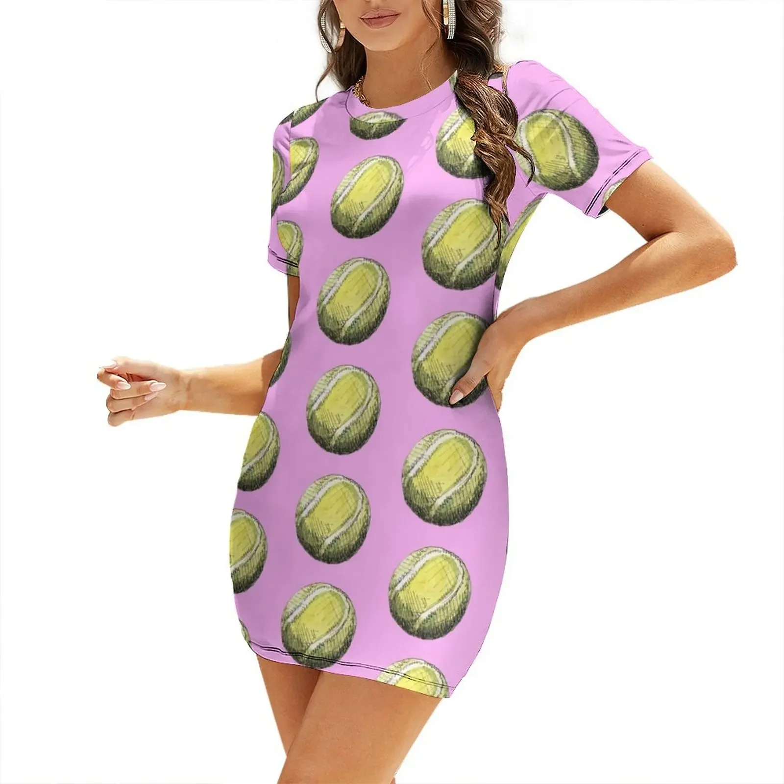 Tennis Ball Pattern - Pink Short-Sleeved Dress Cocktail of dresses evening dress women summer clothes Dress
Tennis Ball Pattern - Pink Short-Sleeved Dress Cocktail of dresses evening dress women summer clothes Dress
