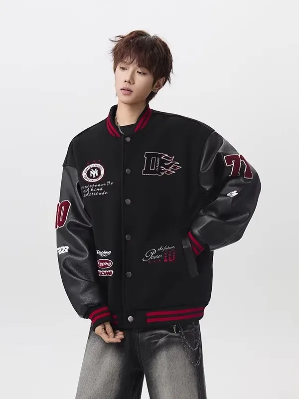 American Sle Baseball Jaet Men's Woolen PU Leather Coat Autumn Spring New Trendy College Street Heavyweight PU Jaet
American Sle Baseball Jaet Men's Woolen PU Leather Coat Autumn Spring New Trendy College Street Heavyweight PU Jaet