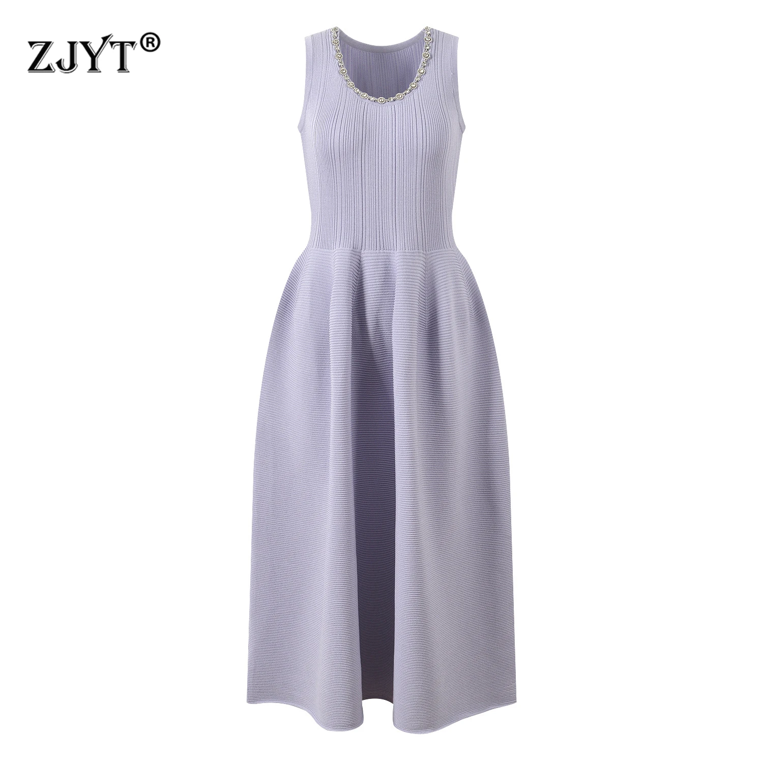 ZJYT Women's Sleeveless Knitted Tank Sweater Dress High Waist Beading U Neck Purple Midi Party Dress Summer 2025 Fashion Robe
ZJYT Women's Sleeveless Knitted Tank Sweater Dress High Waist Beading U Neck Purple Midi Party Dress Summer 2025 Fashion Robe