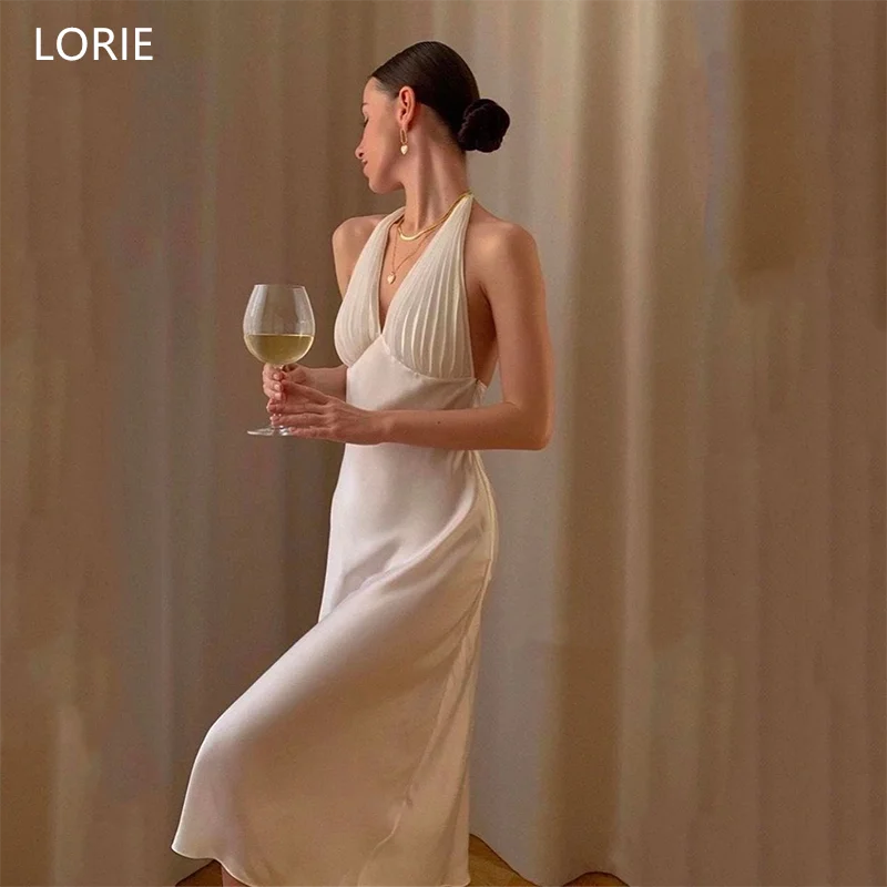 LORIE Elegent Satin Halter Wedding Dresses Mermaid Spaghetti Strap V-Neck Bridal Gown Floor-Length Bride Gowns 2025 Customized
LORIE Elegent Satin Halter Wedding Dresses Mermaid Spaghetti Strap V-Neck Bridal Gown Floor-Length Bride Gowns 2025 Customized