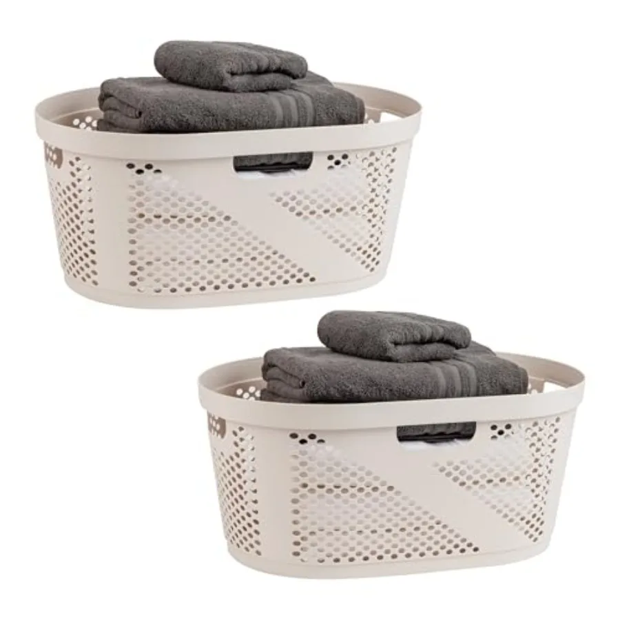 40L Ventilated Laundry Baskets, Lightweight Clothes Hamper with Cutout Handles for Bathrooms and Closets, Plastic
40L Ventilated Laundry Baskets, Lightweight Clothes Hamper with Cutout Handles for Bathrooms and Closets, Plastic