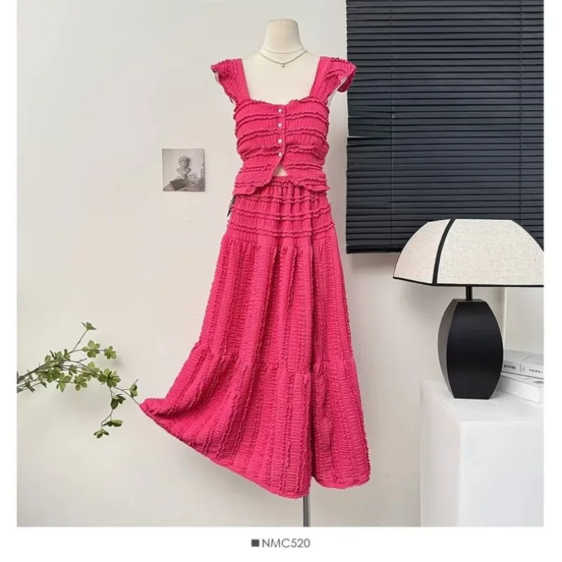 Spring Summer 2-Piece Set Skirt Sets Skirt Set for Women Vacation Wear Cropped Top Puff Sleeves High-Waisted Pleated Skirt Suit
Spring Summer 2-Piece Set Skirt Sets Skirt Set for Women Vacation Wear Cropped Top Puff Sleeves High-Waisted Pleated Skirt Suit