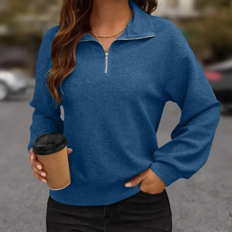 Spring and Autumn Women's Zipper Polo Solid Loose Pullover Knitted Sweater Vintage Underlay Fashion Casual Formal Tops
Spring and Autumn Women's Zipper Polo Solid Loose Pullover Knitted Sweater Vintage Underlay Fashion Casual Formal Tops