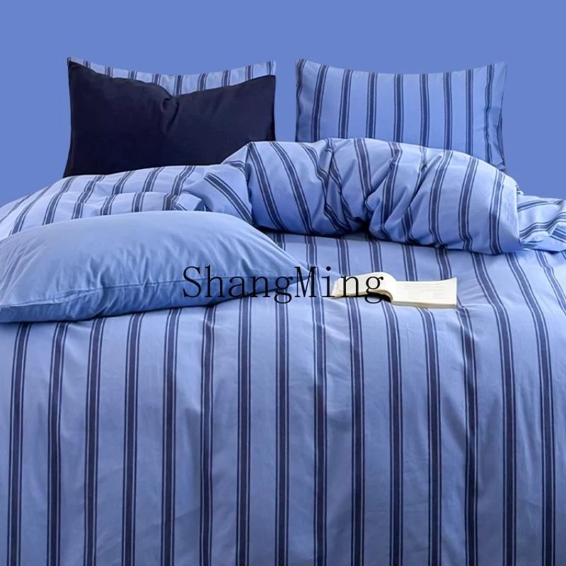 ZYY pure cotton four-piece set blue striped simple quilt cover bed sheet mattress bedding
ZYY pure cotton four-piece set blue striped simple quilt cover bed sheet mattress bedding