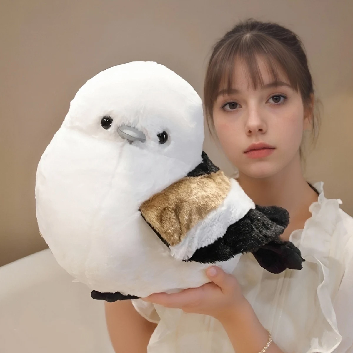 A fluffy fat tit with a tilted head and a long tail, a silver-throated warbler doll, a cute and creative tilted tit pillow dol
A fluffy fat tit with a tilted head and a long tail, a silver-throated warbler doll, a cute and creative tilted tit pillow dol