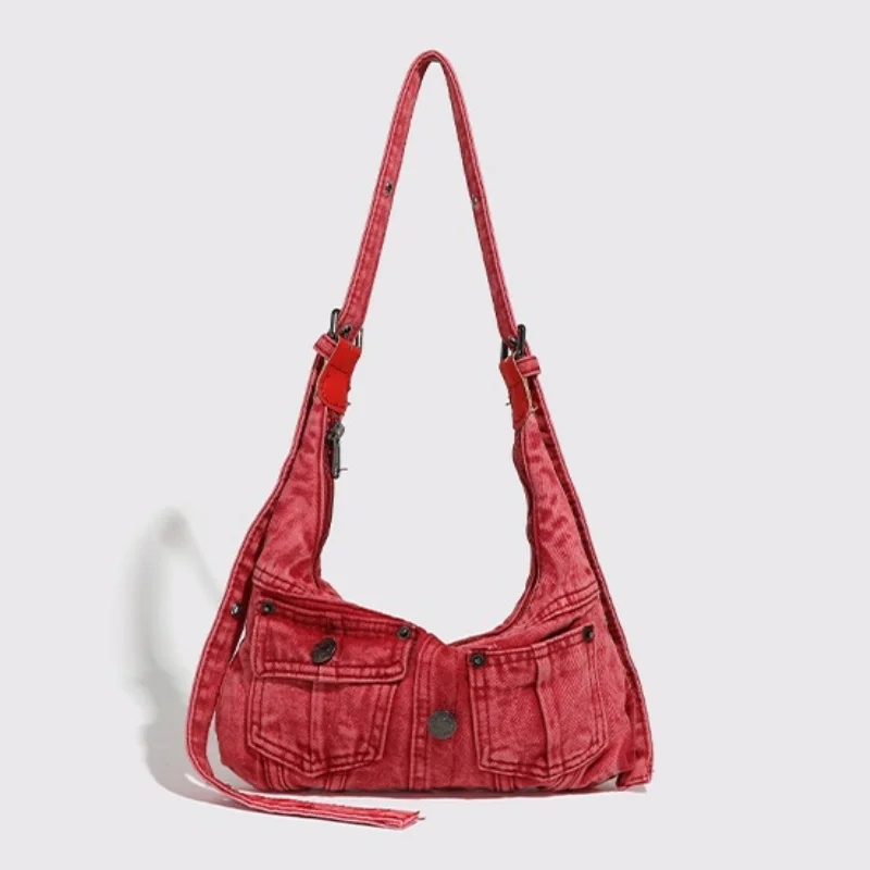 Fashion Denim Women Shoulder Bag small Casual Satchel Cool Girl Totes multi pocket design female Handbag red ladies Armpit bag
Fashion Denim Women Shoulder Bag small Casual Satchel Cool Girl Totes multi pocket design female Handbag red ladies Armpit bag