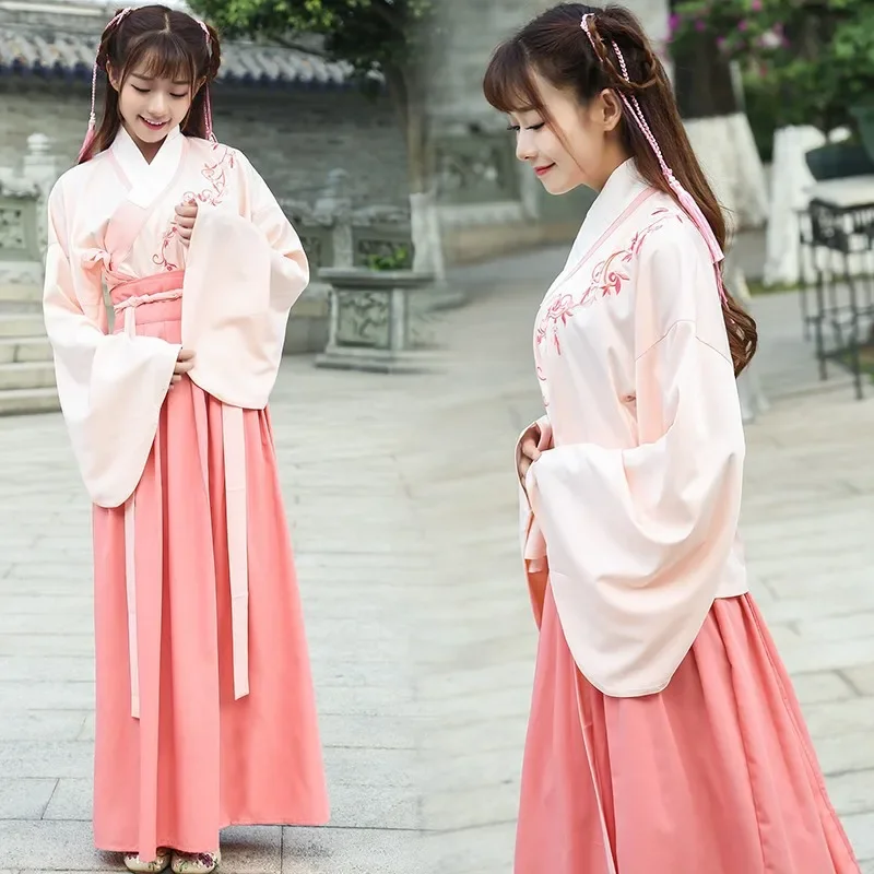 Spring and summer ancient clothing, Hanfu, women's clothing, cross necked pipa sleeves, wide sleeved skirts, Chinese style stude
Spring and summer ancient clothing, Hanfu, women's clothing, cross necked pipa sleeves, wide sleeved skirts, Chinese style stude