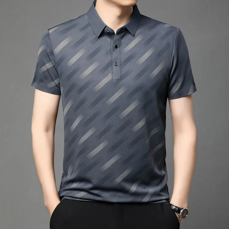 Summer Seamless Men's Polo Shirts Stripes Slim Casual Lapel T-shirts Elastic Breathable Tees Business Social POLO Men Clothing
Summer Seamless Men's Polo Shirts Stripes Slim Casual Lapel T-shirts Elastic Breathable Tees Business Social POLO Men Clothing