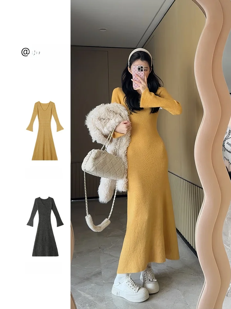 Новая женская зимняя повседневная модная облегающая вязаная платье-миди с V-образным вырезом из мягкого акрила Qian Yu Pure Desire
Новая женская зимняя повседневная модная облегающая вязаная платье-миди с V-образным вырезом из мягкого акрила Qian Yu Pure Desire