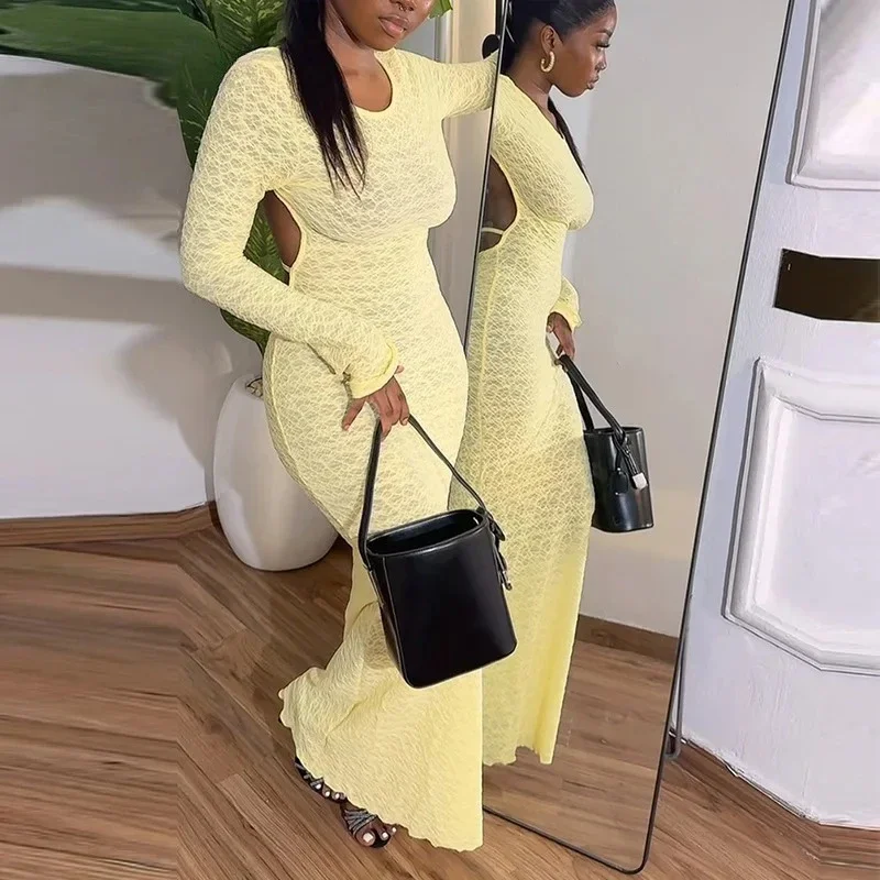 Женское облегающее платье макси с длинными рукавами и круглым вырезом, с открытой спиной, лето 2025, сексуальный шарф для вечеринки, отдыха, дня рождения в комплекте
Женское облегающее платье макси с длинными рукавами и круглым вырезом, с открытой спиной, лето 2025, сексуальный шарф для вечеринки, отдыха, дня рождения в комплекте