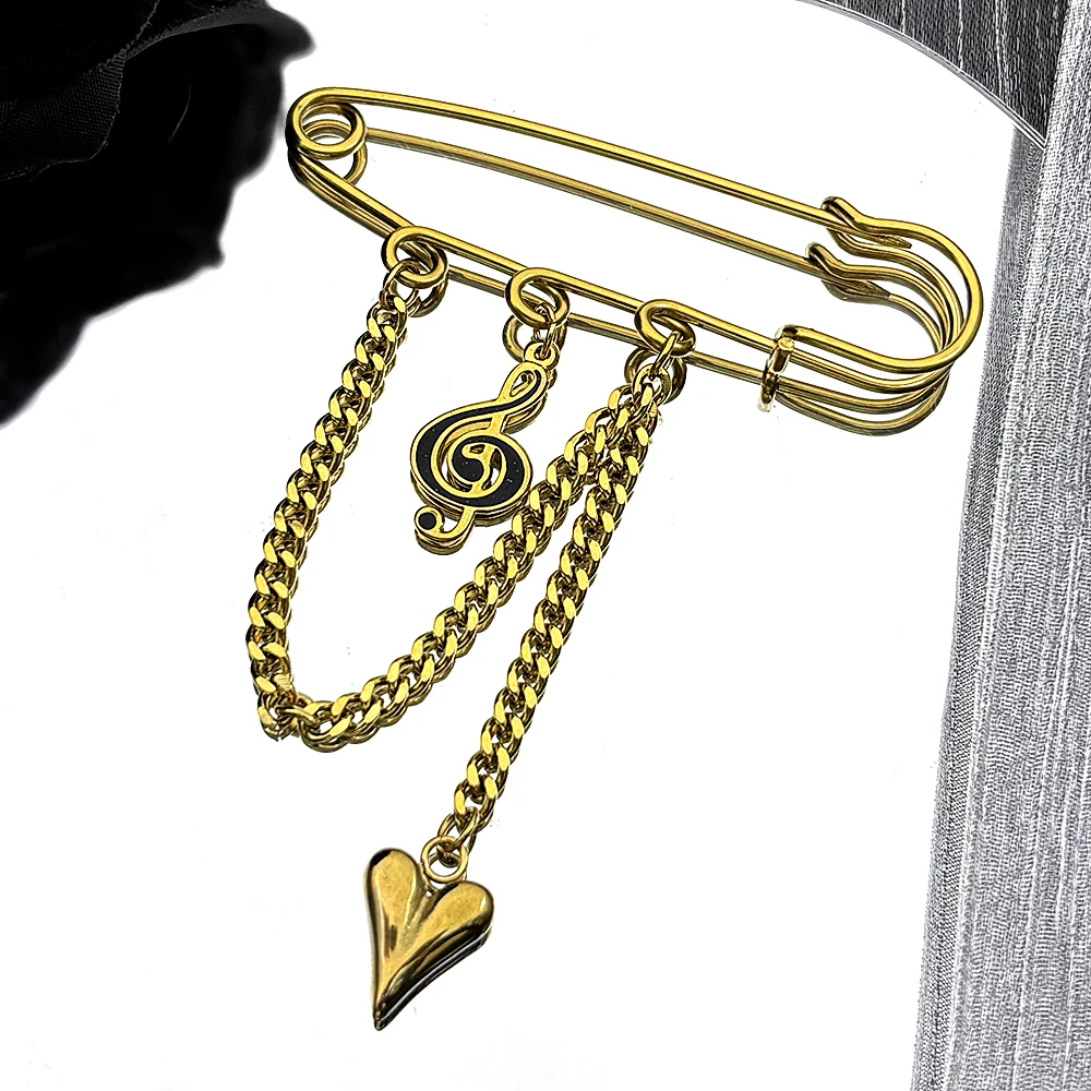 Musical Note Safety Pin Brooch For Women Men Stainless Steel Tassel Heart Waist Buckle Clothes Decoration Y2K Jewelry Accessory
Musical Note Safety Pin Brooch For Women Men Stainless Steel Tassel Heart Waist Buckle Clothes Decoration Y2K Jewelry Accessory