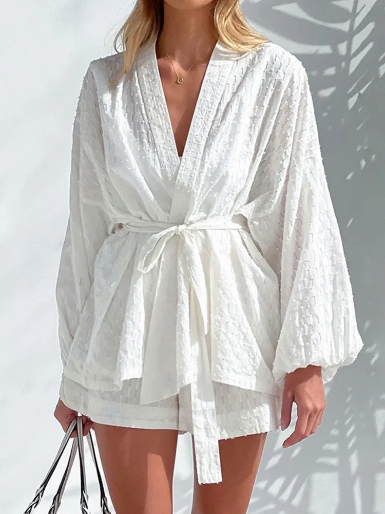 2 Pieces Set Sexy Fashion Women 2025 Spring Summer Female White Tops Long Sleeve Shirt And Shorts Suit Matching Sets Outfit
2 Pieces Set Sexy Fashion Women 2025 Spring Summer Female White Tops Long Sleeve Shirt And Shorts Suit Matching Sets Outfit