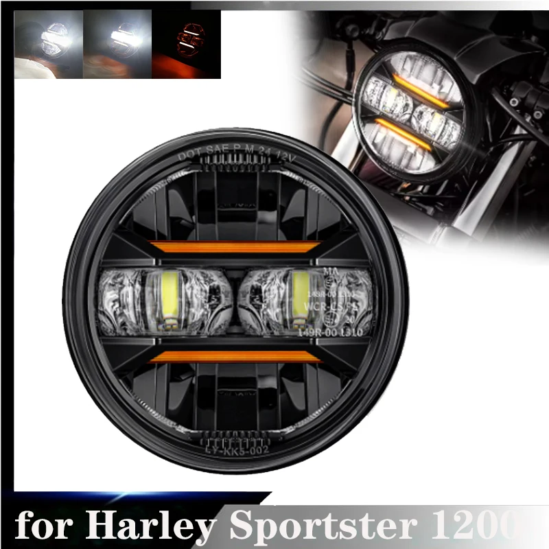 Motorcycle 5.75 Inch LED Headlight Projector Angel Eyes H4 5 3/4" Headlamp DRL Turn Signal For Harley Sportster Dyna Iron 883
Motorcycle 5.75 Inch LED Headlight Projector Angel Eyes H4 5 3/4" Headlamp DRL Turn Signal For Harley Sportster Dyna Iron 883