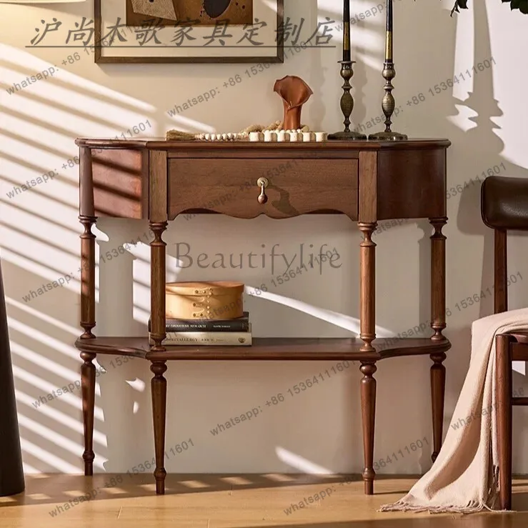 French retro solid wood entrance table medieval semicircular foyer storage against the wall entrance platform
French retro solid wood entrance table medieval semicircular foyer storage against the wall entrance platform