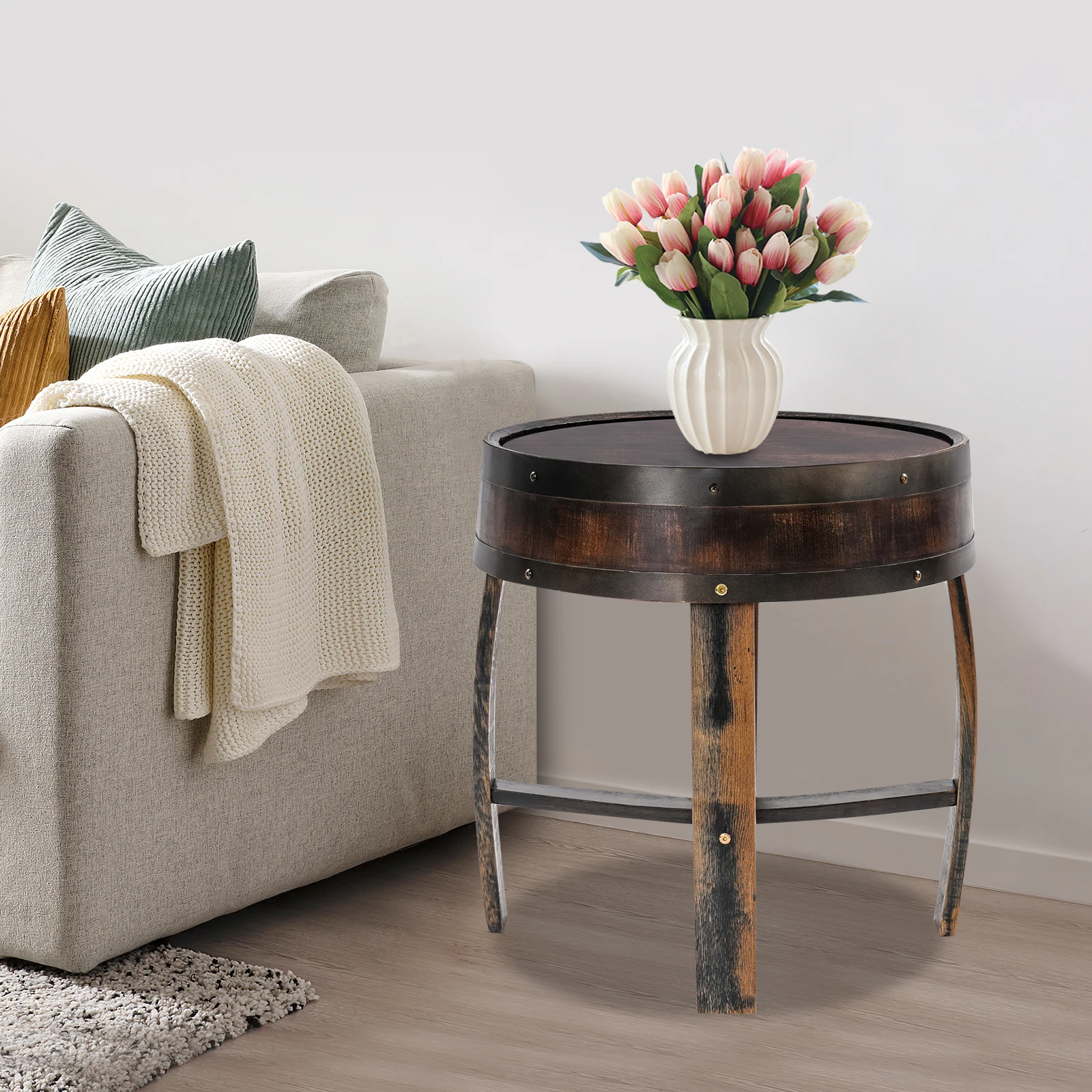 Solid Oak Barrel End Table Rustic Round Barrel-style Side Table for Living Room Bedroom Coffee Tea
Solid Oak Barrel End Table Rustic Round Barrel-style Side Table for Living Room Bedroom Coffee Tea