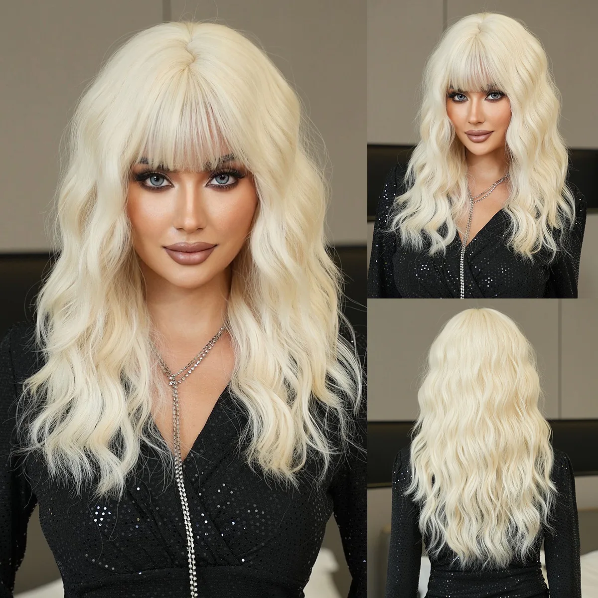 Platinum Blonde Wig with Bangs Medium Water Wave Synthetic Hair Heat Resistant Full Wig Women Cosplay Daily Party Hairstyle
Platinum Blonde Wig with Bangs Medium Water Wave Synthetic Hair Heat Resistant Full Wig Women Cosplay Daily Party Hairstyle
