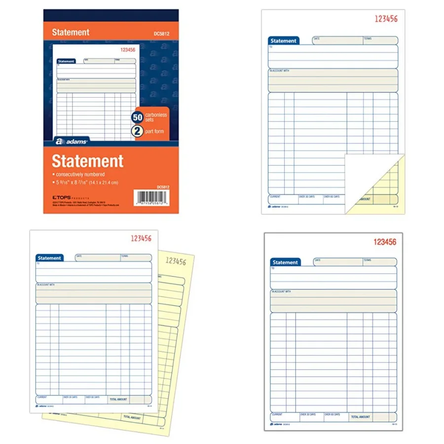 Tops Statement Book, 2-Part Carbonless, White/Canary, 5-9/16 x 8-7/16 Inch, DC5812
Tops Statement Book, 2-Part Carbonless, White/Canary, 5-9/16 x 8-7/16 Inch, DC5812