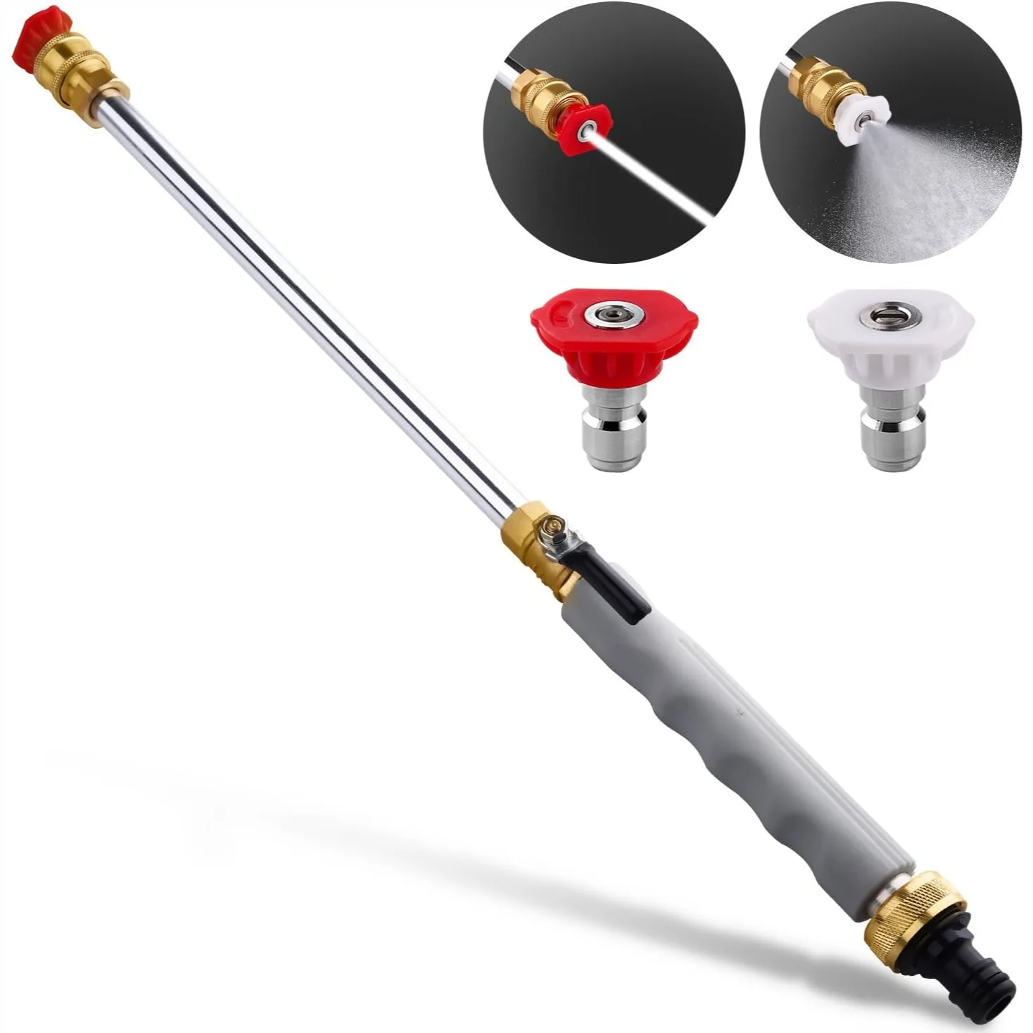 Jet Nozzle Power Washer for Garden Hose, 2 High-Pressure Nozzles & Quick Connectors, Heavy-Duty Metal Wand
Jet Nozzle Power Washer for Garden Hose, 2 High-Pressure Nozzles & Quick Connectors, Heavy-Duty Metal Wand