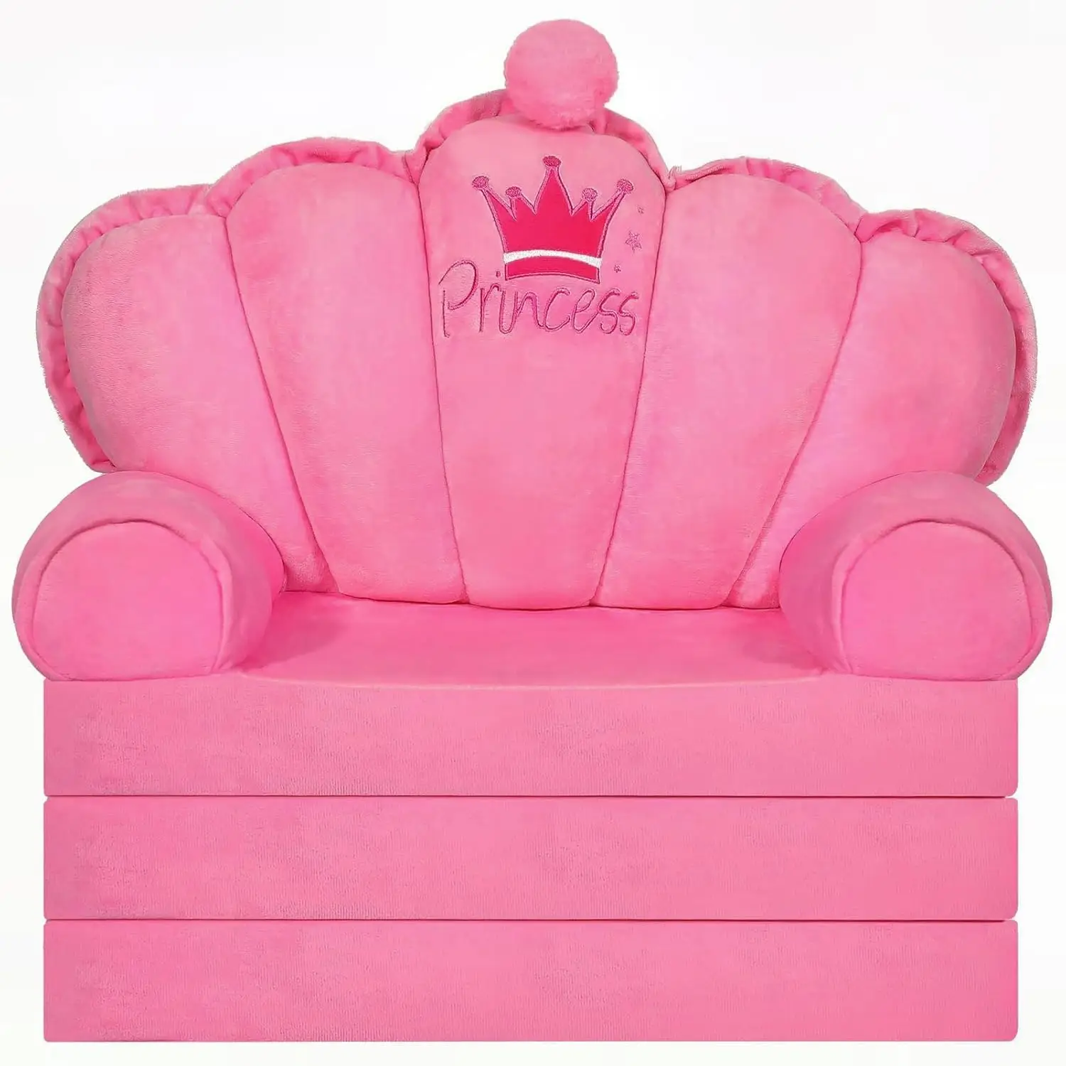 Foldable Kids Sofa Bed & Chair, Pink Princess Toddler Couch for Ages 1-5, Comfy Velvet Lounge Chair for Playroom Gift
Foldable Kids Sofa Bed & Chair, Pink Princess Toddler Couch for Ages 1-5, Comfy Velvet Lounge Chair for Playroom Gift
