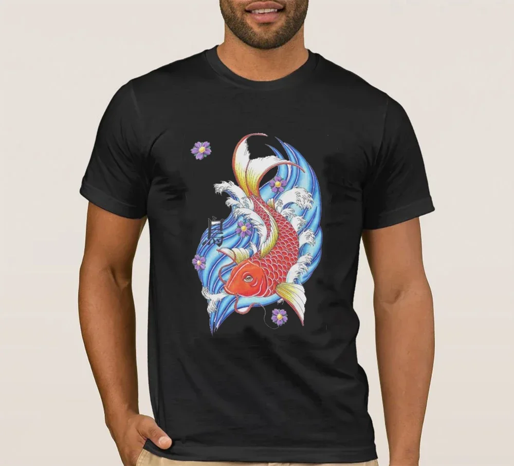 Koi Fish with Flowers and Water Printed Symbolize- Fish Get Water T-Shirt. Summer Cotton Short Sleeve O-Neck Mens T Shirt New
Koi Fish with Flowers and Water Printed Symbolize- Fish Get Water T-Shirt. Summer Cotton Short Sleeve O-Neck Mens T Shirt New
