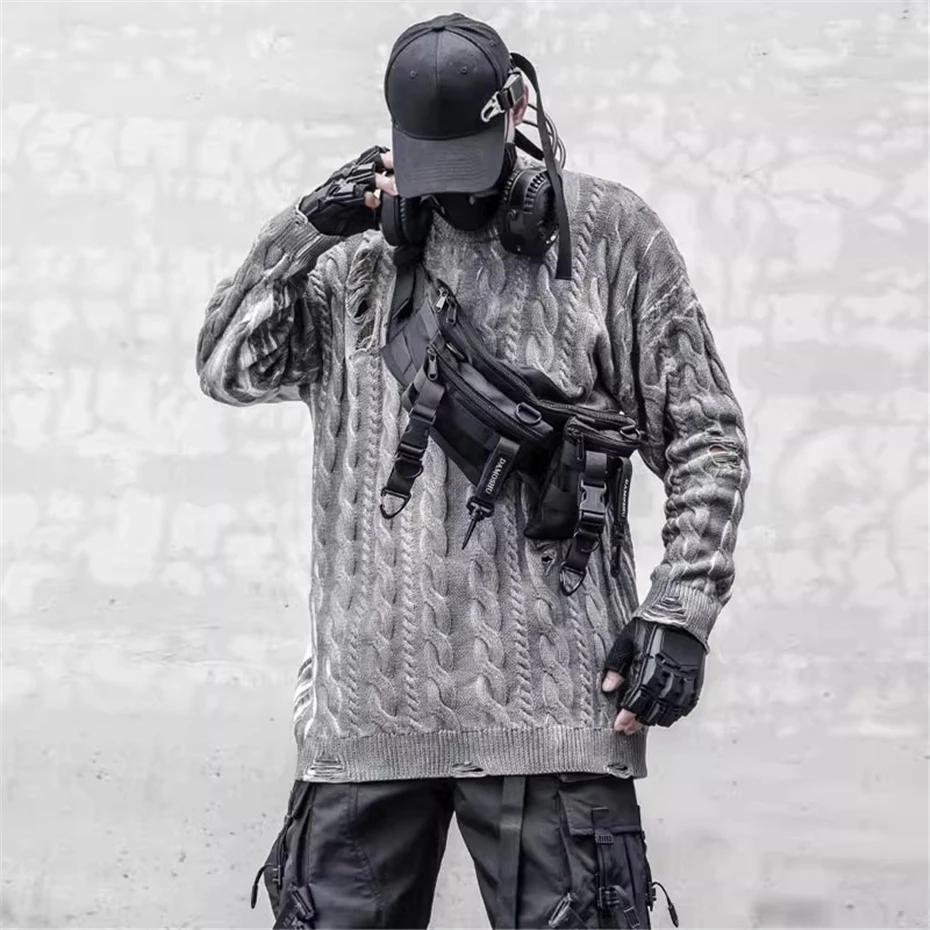 Mens Knitted Sweater Streetwear Hip Hop Punk Ripped Hole Pullover Men Oversized Harajuku Vintage Striped Casual Sweaters Male
Mens Knitted Sweater Streetwear Hip Hop Punk Ripped Hole Pullover Men Oversized Harajuku Vintage Striped Casual Sweaters Male