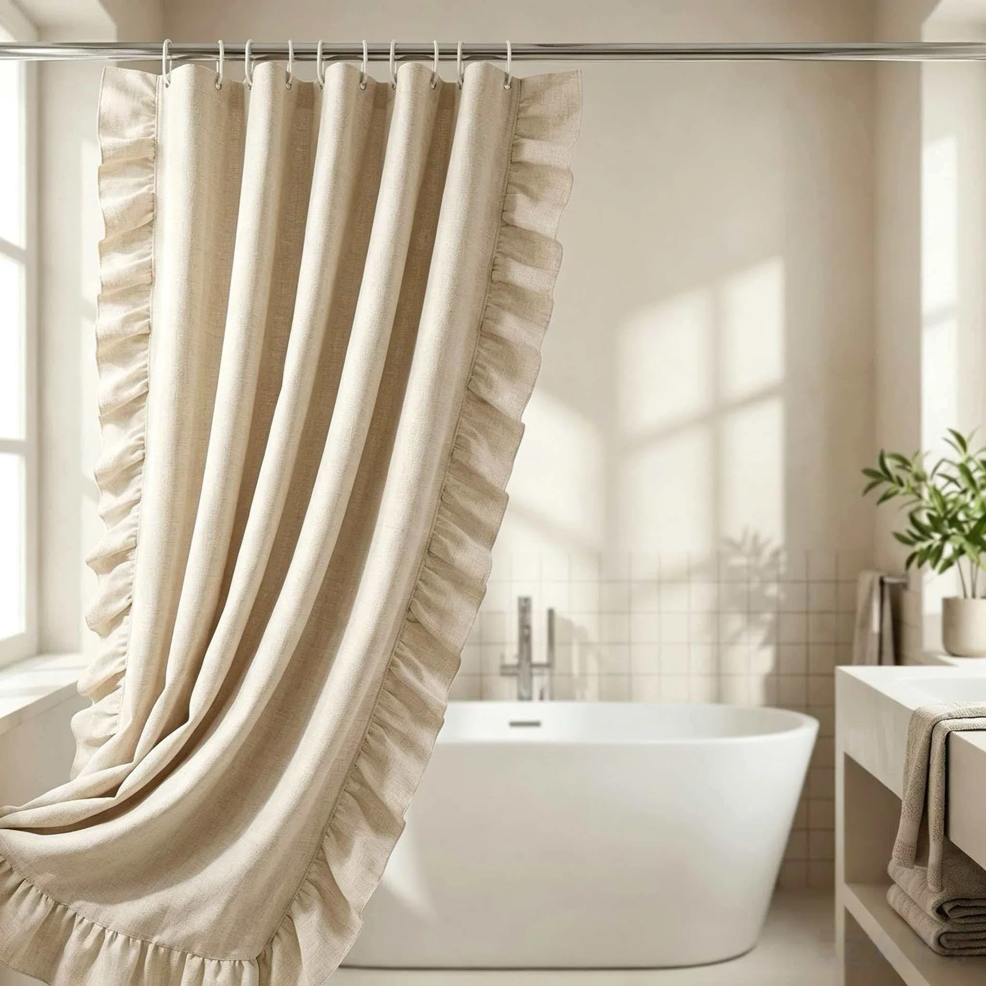 Linen Waterproof Shower with Hooks Beige Color Superior Quality Home Hotel Decor Tassels Shower Curtain for Bathroom
Linen Waterproof Shower with Hooks Beige Color Superior Quality Home Hotel Decor Tassels Shower Curtain for Bathroom