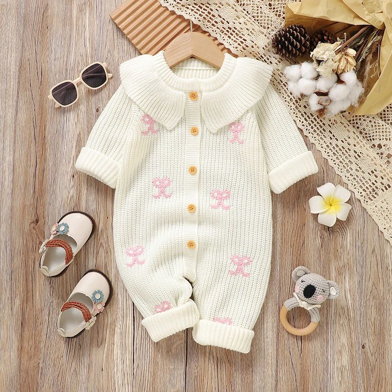 White Baby Girls Rompers Long Sleeve Knit Newborn Infant One Piece Jumpsuits 0-18m Spring Autumn Winter Toddler Children Clothes
White Baby Girls Rompers Long Sleeve Knit Newborn Infant One Piece Jumpsuits 0-18m Spring Autumn Winter Toddler Children Clothes