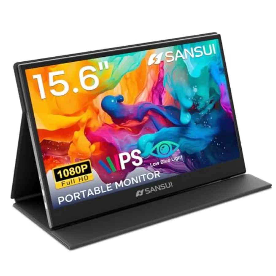 Portable Monitor 15.6 Inch FHD 1080P for Laptop Travel Use, IPS Ultra-Thin Display with USB-C/HDMI, Black PU Leather Stand Cove
Portable Monitor 15.6 Inch FHD 1080P for Laptop Travel Use, IPS Ultra-Thin Display with USB-C/HDMI, Black PU Leather Stand Cove
