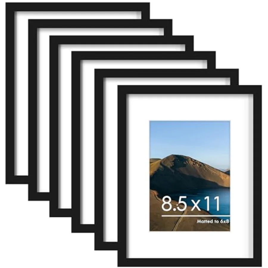 8.5 x 11 Picture Frame Set of 6, Display Pictures 6x8 with Mat or 8.5 x 11 without Mat for Wall Mounting Display, Photo Frames
8.5 x 11 Picture Frame Set of 6, Display Pictures 6x8 with Mat or 8.5 x 11 without Mat for Wall Mounting Display, Photo Frames