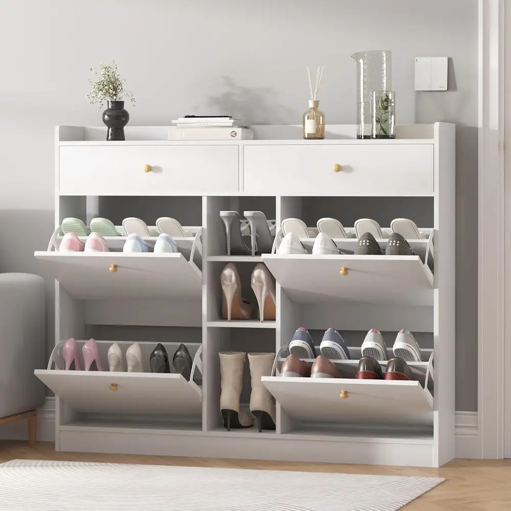 Freestanding White Shoe Storage Cabinet with Drawers for Entryway
Freestanding White Shoe Storage Cabinet with Drawers for Entryway