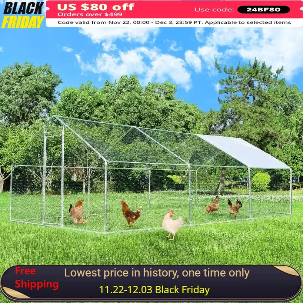 19.2'Lx9.84'Wx6.6'H Chicken Coop Runs with Cover, Outdoor Pet Pens, Duck Rabbit House, Poultry Cage
19.2'Lx9.84'Wx6.6'H Chicken Coop Runs with Cover, Outdoor Pet Pens, Duck Rabbit House, Poultry Cage