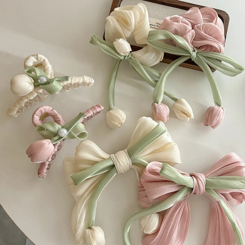 Fashion Sweet Tulip Ribbon Hair Ring For Women Girls Cute Elegant Bowknot Hair Clip Exquisite Tassels Hair Accessories Gifts
Fashion Sweet Tulip Ribbon Hair Ring For Women Girls Cute Elegant Bowknot Hair Clip Exquisite Tassels Hair Accessories Gifts