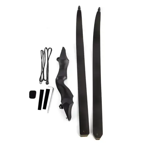 60″ 25-65Ibs Recurve Bow Right Hand Bow Take Down Junxing Bow For Archery Hunting Black Hunter