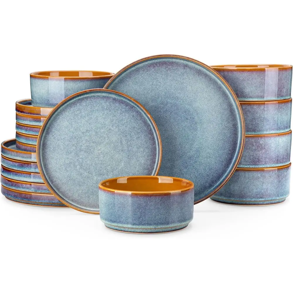 ONION Ceic Plates and Bowls Sets, 18 Pieces Blue Dinnerware Sets or Kitchen, Reactive Glaze Dishes Set or 6, Dishwasher and Micr
ONION Ceic Plates and Bowls Sets, 18 Pieces Blue Dinnerware Sets or Kitchen, Reactive Glaze Dishes Set or 6, Dishwasher and Micr