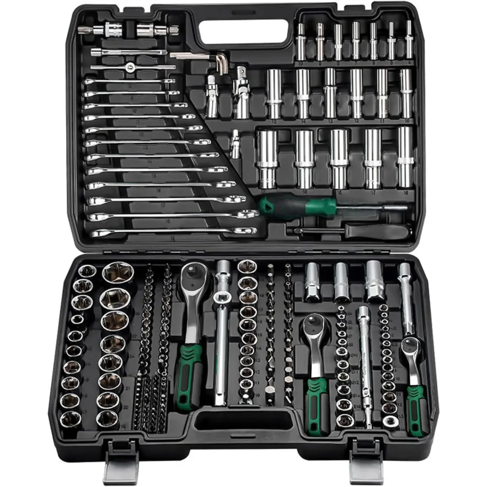 216pcs Car Tool Kit Ratchet Socket Wrench Sets,Wrench And Socket Set,72 Tooth Reversible Ratchet Wrench with Universal Joint And
216pcs Car Tool Kit Ratchet Socket Wrench Sets,Wrench And Socket Set,72 Tooth Reversible Ratchet Wrench with Universal Joint And
