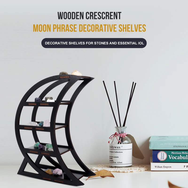 Wooden crystal display stand-crystal stand for stones and essential oils-black witch decoration crescent phrase desktop decorati
Wooden crystal display stand-crystal stand for stones and essential oils-black witch decoration crescent phrase desktop decorati