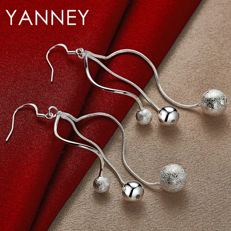 925 Sterling Silver 85MM Exquisite Frosted Beads Earrings For Women Fashion Charm Jewelry Accessories Wedding
925 Sterling Silver 85MM Exquisite Frosted Beads Earrings For Women Fashion Charm Jewelry Accessories Wedding
