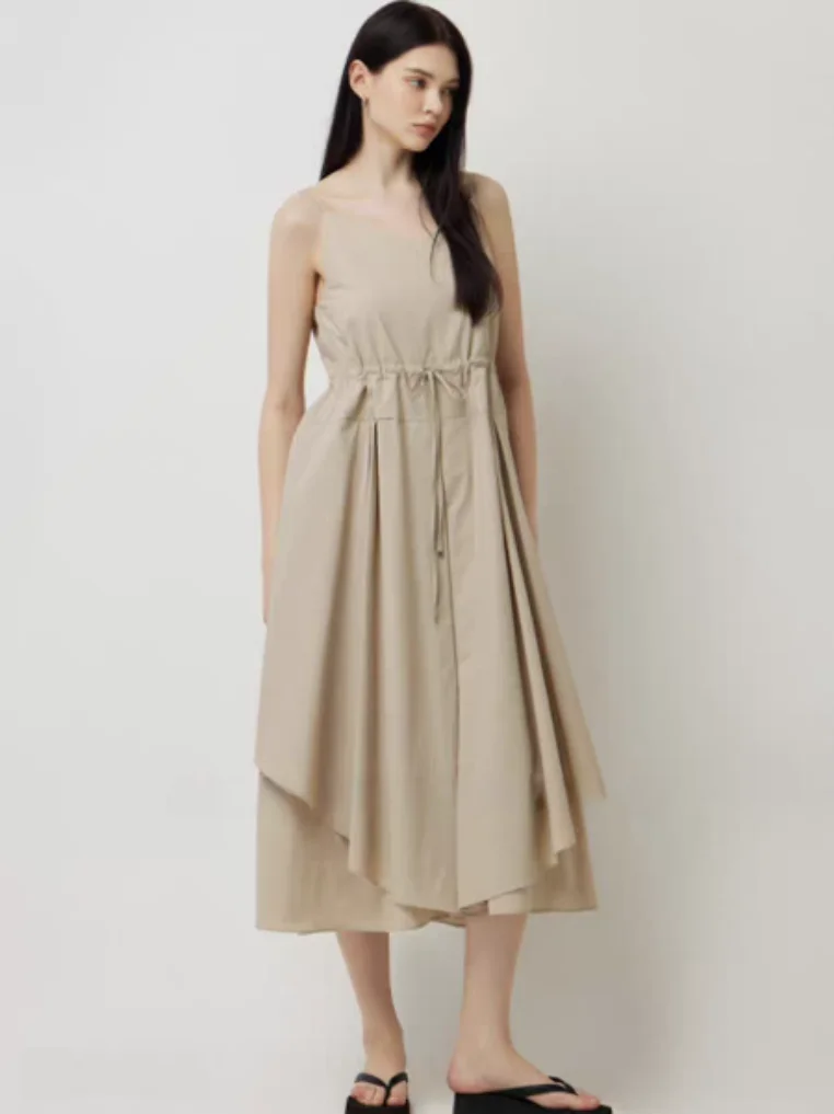 Summer New Korean Style Vacation Loose Fit Cotton Material Gathered Waist Irregular Hemline Sleeveless Women's Dress
Summer New Korean Style Vacation Loose Fit Cotton Material Gathered Waist Irregular Hemline Sleeveless Women's Dress