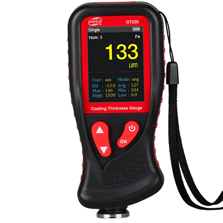 Промышленный цифровой толщиномер Benetech GT230 для измерения толщины лакокрасочного покрытия автомобиля
Промышленный цифровой толщиномер Benetech GT230 для измерения толщины лакокрасочного покрытия автомобиля