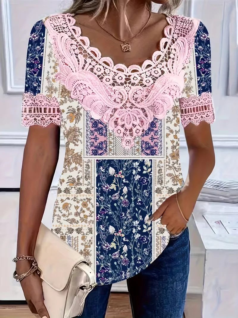 Plus Size Elegant 3D Butterfly Floral Blouse, Lace Spliced Collar and Sleeves
Plus Size Elegant 3D Butterfly Floral Blouse, Lace Spliced Collar and Sleeves